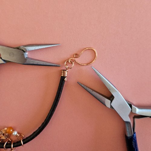 Margot Potter's Falloween Bracelet  - , Contemporary Wire Jewelry, Dapping, Dapping Jewelry, Findings, Clasps, Components, Wire Wrapping, Wrapping, Wire Wrapping Jewelry, Attach a jump ring to one end of the bracelet.